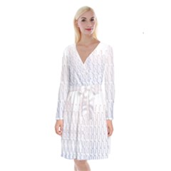 Seamless Horizontal Modern Stylish Repeating Geometric Shapes Rose Quartz Long Sleeve Velvet Front Wrap Dress by Mariart