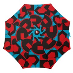 Stancilm Circle Round Plaid Triangle Red Blue Black Straight Umbrellas
