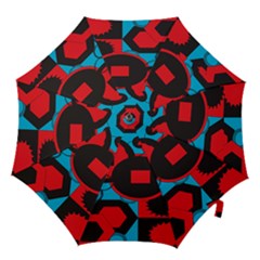 Stancilm Circle Round Plaid Triangle Red Blue Black Hook Handle Umbrellas (large) by Mariart