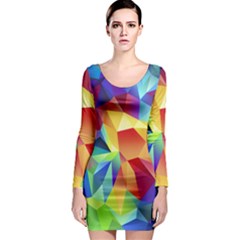 Triangles Space Rainbow Color Long Sleeve Bodycon Dress by Mariart