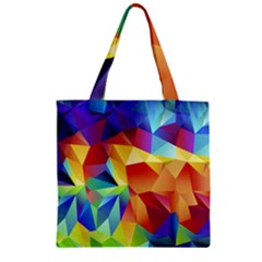 Triangles Space Rainbow Color Zipper Grocery Tote Bag