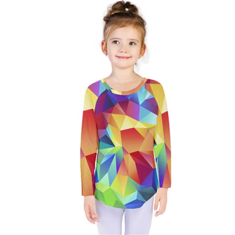Triangles Space Rainbow Color Kids  Long Sleeve Tee by Mariart