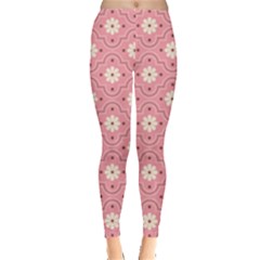 Sunflower Star White Pink Chevron Wave Polka Leggings  by Mariart