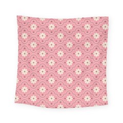Sunflower Star White Pink Chevron Wave Polka Square Tapestry (small)
