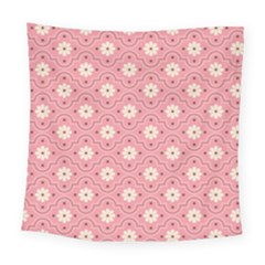 Sunflower Star White Pink Chevron Wave Polka Square Tapestry (large)