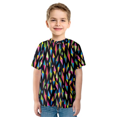 Skulls Bone Face Mask Triangle Rainbow Color Kids  Sport Mesh Tee by Mariart