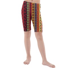 Tribal Grace Colorful Kids  Mid Length Swim Shorts