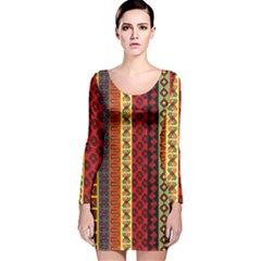 Tribal Grace Colorful Long Sleeve Velvet Bodycon Dress by Mariart