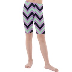 Zigzag pattern Kids  Mid Length Swim Shorts