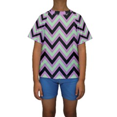 Zigzag pattern Kids  Short Sleeve Swimwear