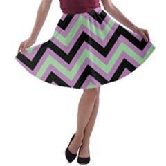 Zigzag pattern A-line Skater Skirt