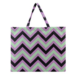 Zigzag pattern Zipper Large Tote Bag