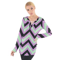 Zigzag Pattern Women s Tie Up Tee