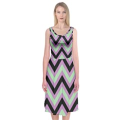 Zigzag pattern Midi Sleeveless Dress