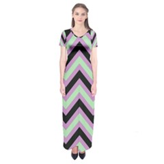 Zigzag pattern Short Sleeve Maxi Dress