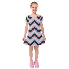 Zigzag pattern Kids  Short Sleeve Velvet Dress