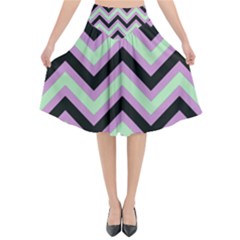 Zigzag pattern Flared Midi Skirt