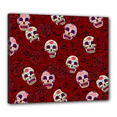 Funny Skull Rosebed Canvas 24  X 20 