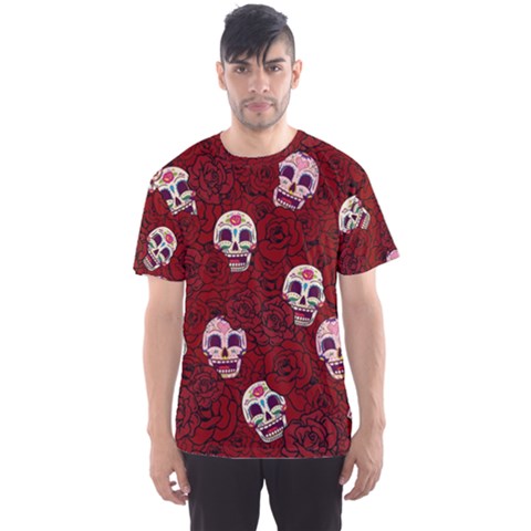 Funny Skull Rosebed Men s Sport Mesh Tee by designworld65