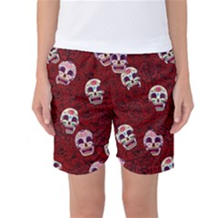 Funny Skull Rosebed Women s Basketball Shorts