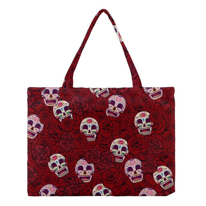 Funny Skull Rosebed Medium Tote Bag