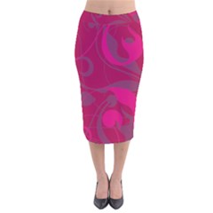 Floral Pattern Velvet Midi Pencil Skirt