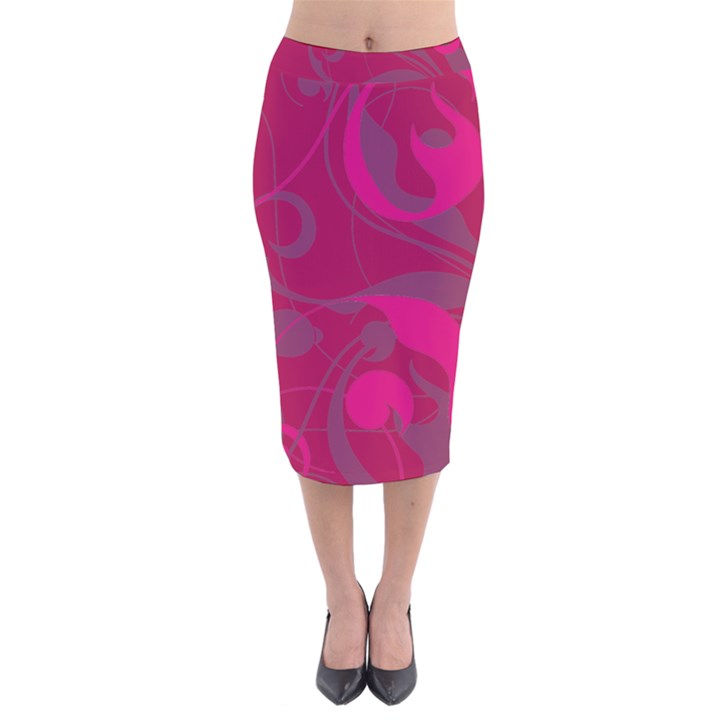 Floral pattern Velvet Midi Pencil Skirt