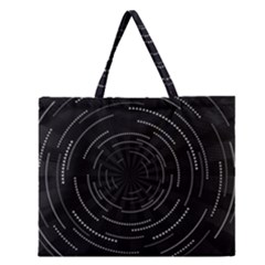 Abstract Black White Geometric Arcs Triangles Wicker Structural Texture Hole Circle Zipper Large Tote Bag by Mariart