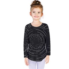 Abstract Black White Geometric Arcs Triangles Wicker Structural Texture Hole Circle Kids  Long Sleeve Tee