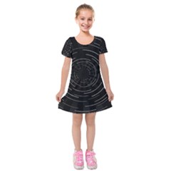 Abstract Black White Geometric Arcs Triangles Wicker Structural Texture Hole Circle Kids  Short Sleeve Velvet Dress by Mariart