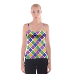 African Illutrations Plaid Color Rainbow Blue Green Yellow Purple White Line Chevron Wave Polkadot Spaghetti Strap Top by Mariart