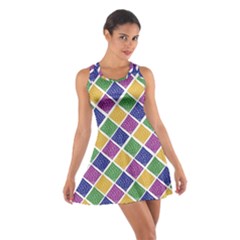 African Illutrations Plaid Color Rainbow Blue Green Yellow Purple White Line Chevron Wave Polkadot Cotton Racerback Dress by Mariart