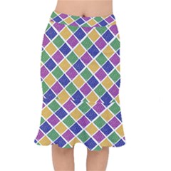 African Illutrations Plaid Color Rainbow Blue Green Yellow Purple White Line Chevron Wave Polkadot Mermaid Skirt
