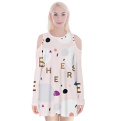 Cheers Polkadot Circle Color Rainbow Velvet Long Sleeve Shoulder Cutout Dress