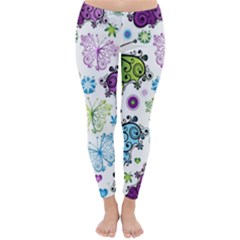 Butterfly Animals Fly Purple Green Blue Polkadot Flower Floral Star Classic Winter Leggings