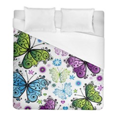 Butterfly Animals Fly Purple Green Blue Polkadot Flower Floral Star Duvet Cover (full/ Double Size) by Mariart