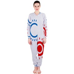 Color Light Effect Control Mode Circle Red Blue Onepiece Jumpsuit (ladies)  by Mariart