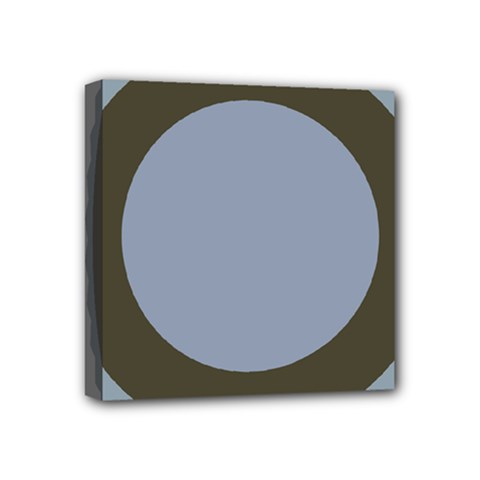 Circle Round Grey Blue Mini Canvas 4  X 4 