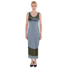 Circle Round Grey Blue Fitted Maxi Dress by Mariart