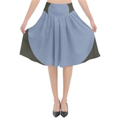 Circle Round Grey Blue Flared Midi Skirt by Mariart