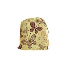 Butterfly Animals Fly Purple Gold Polkadot Flower Floral Star Sunflower Drawstring Pouches (small) 