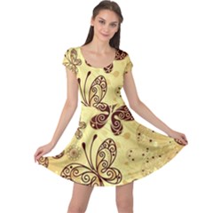 Butterfly Animals Fly Purple Gold Polkadot Flower Floral Star Sunflower Cap Sleeve Dresses by Mariart