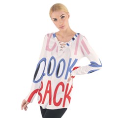 Don t Look Back Big Eye Pink Red Blue Sexy Women s Tie Up Tee by Mariart