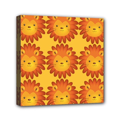 Cute Lion Face Orange Yellow Animals Mini Canvas 6  X 6 