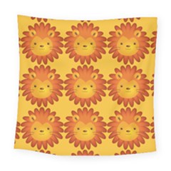 Cute Lion Face Orange Yellow Animals Square Tapestry (large) by Mariart