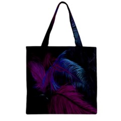 Feathers Quill Pink Black Blue Zipper Grocery Tote Bag by Mariart