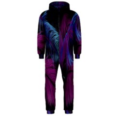 Feathers Quill Pink Black Blue Hooded Jumpsuit (men) 