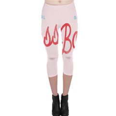 Girl Boss Pink Red Blue Sexy Capri Leggings  by Mariart