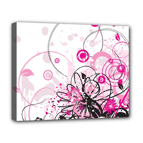 Wreaths Frame Flower Floral Pink Black Deluxe Canvas 20  X 16  