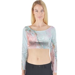 Geode Crystal Pink Blue Long Sleeve Crop Top by Mariart